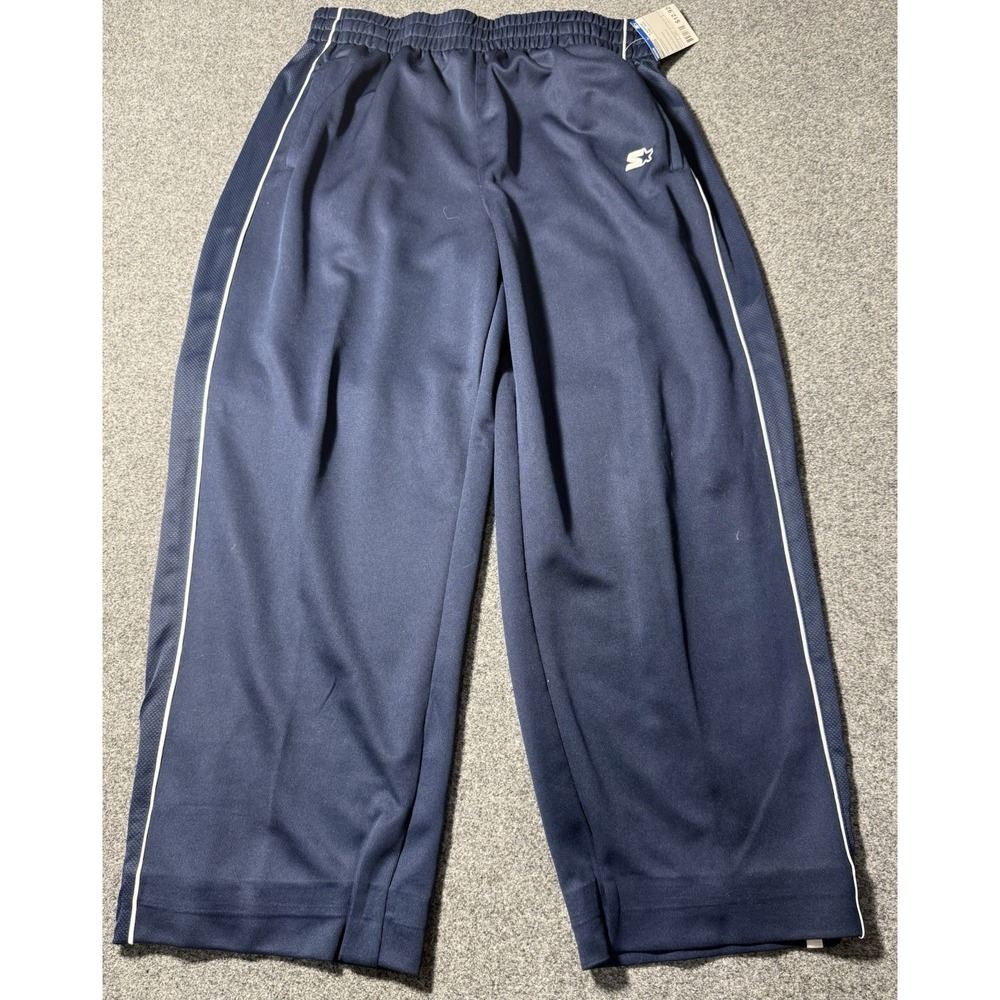 Vintage Starter Sweatpants Mens L Navy Blue Straight Leg Logo Baggy Y2K NWT
